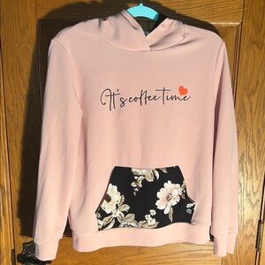 Pink Hoodie with Floral Pocket